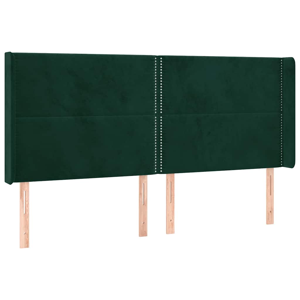 Tête de lit avec oreilles Vert foncé 203x16x118/128 cm Velours - XIOS