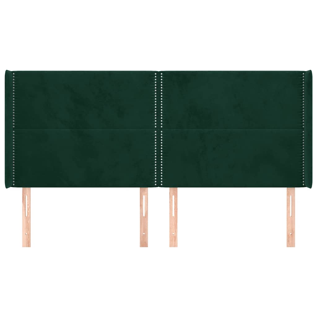 Tête de lit avec oreilles Vert foncé 203x16x118/128 cm Velours - XIOS