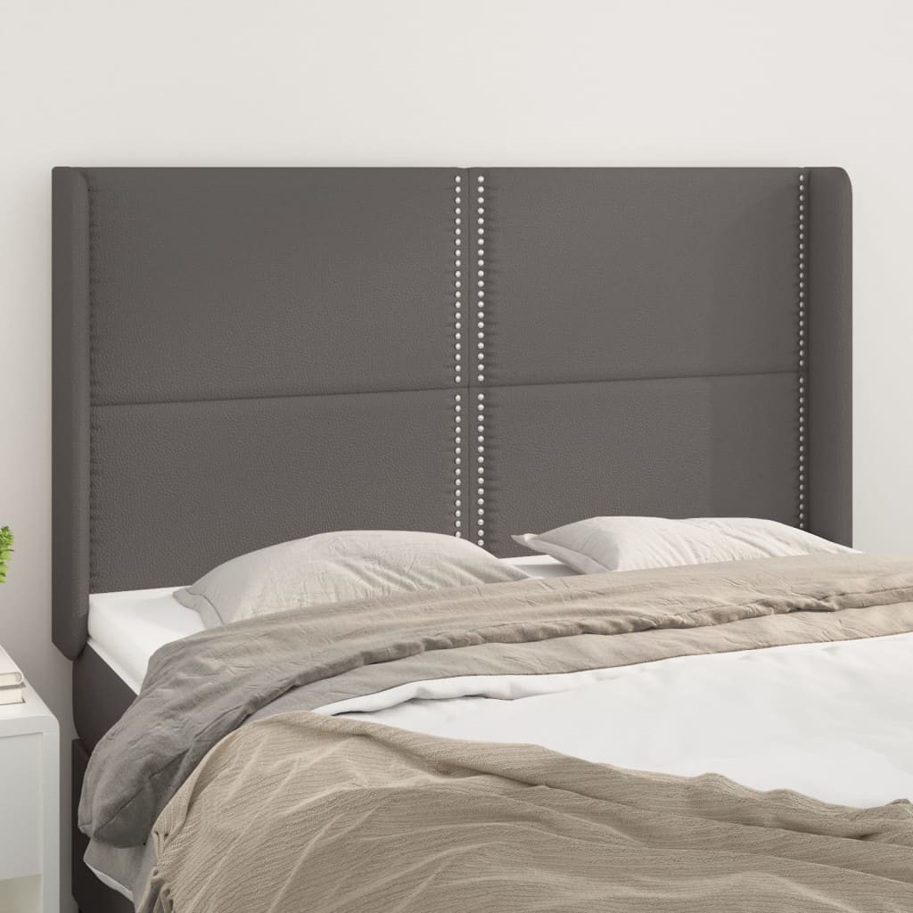 Tête de lit avec oreilles Gris 147x16x118/128 cm Similicuir - XIOS