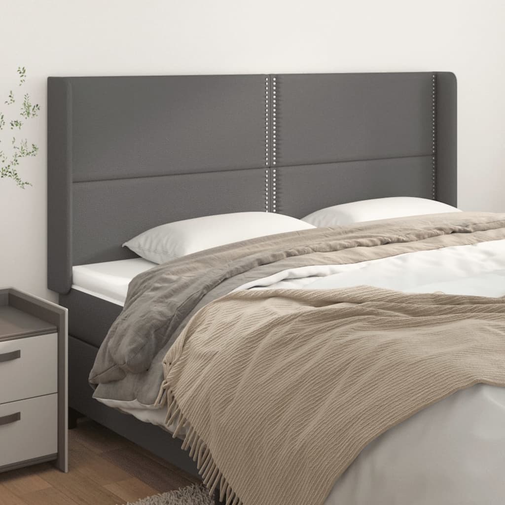 Tête de lit avec oreilles Gris 203x16x118/128 cm Similicuir - XIOS