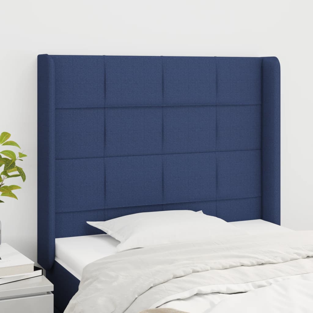 Tête de lit avec oreilles Bleu 83x16x118/128 cm Tissu - XIOS