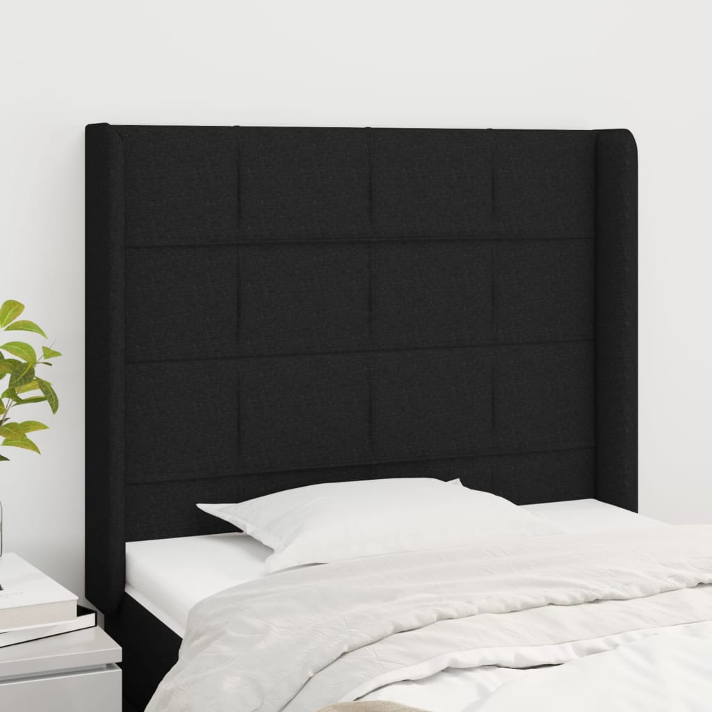 Tête de lit avec oreilles Noir 93x16x118/128 cm Tissu - XIOS