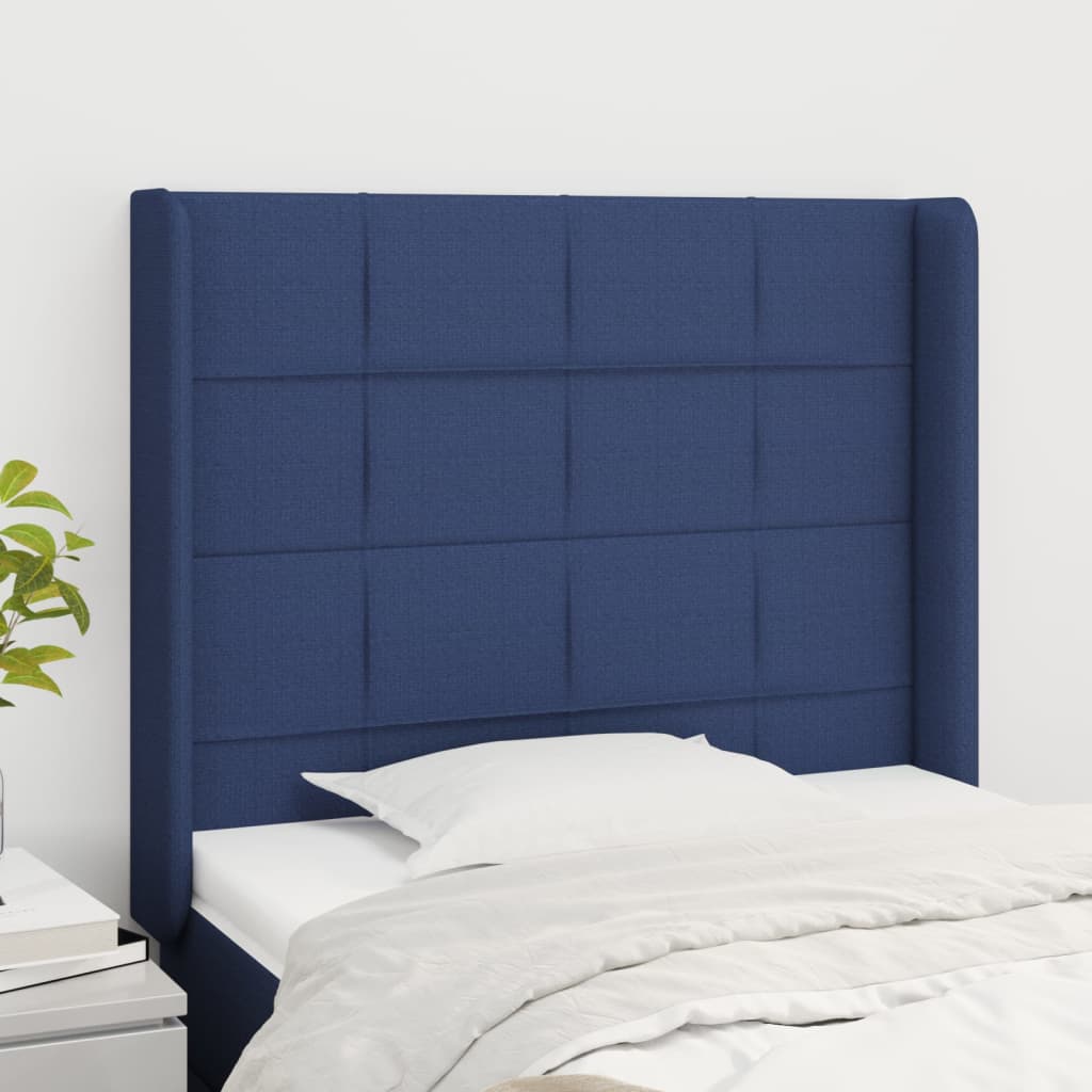 Tête de lit avec oreilles Bleu 93x16x118/128 cm Tissu - XIOS