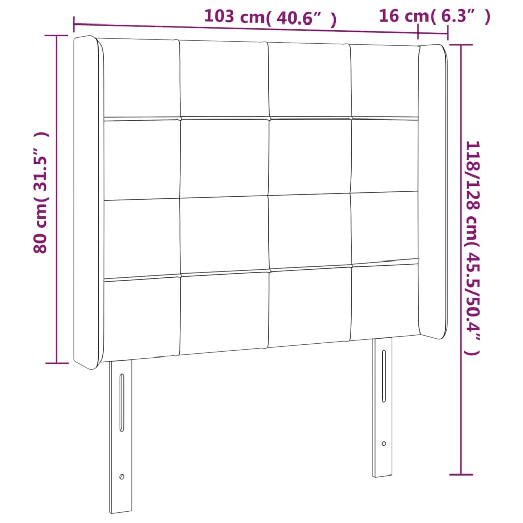 Tête de lit avec oreilles Noir 103x16x118/128 cm Tissu - XIOS