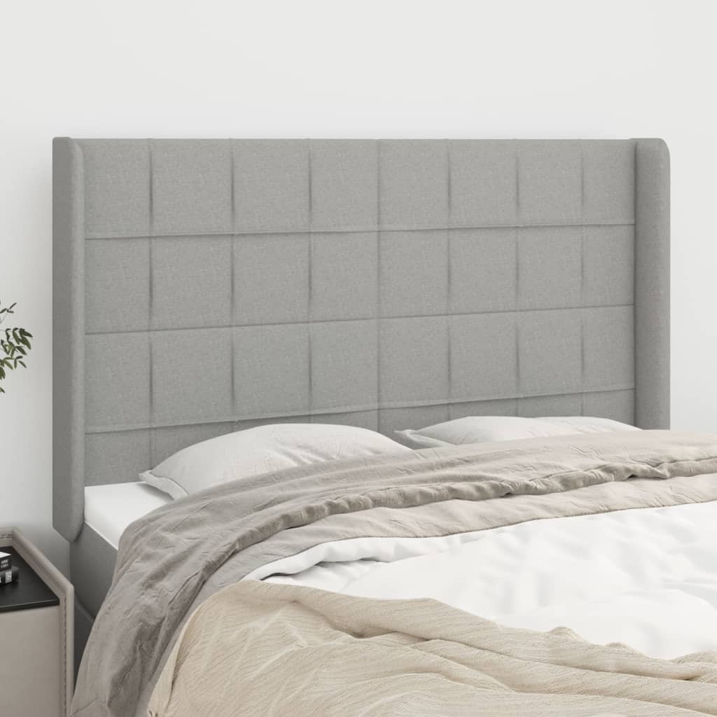 Tête de lit avec oreilles Gris clair 147x16x118/128 cm Tissu - XIOS