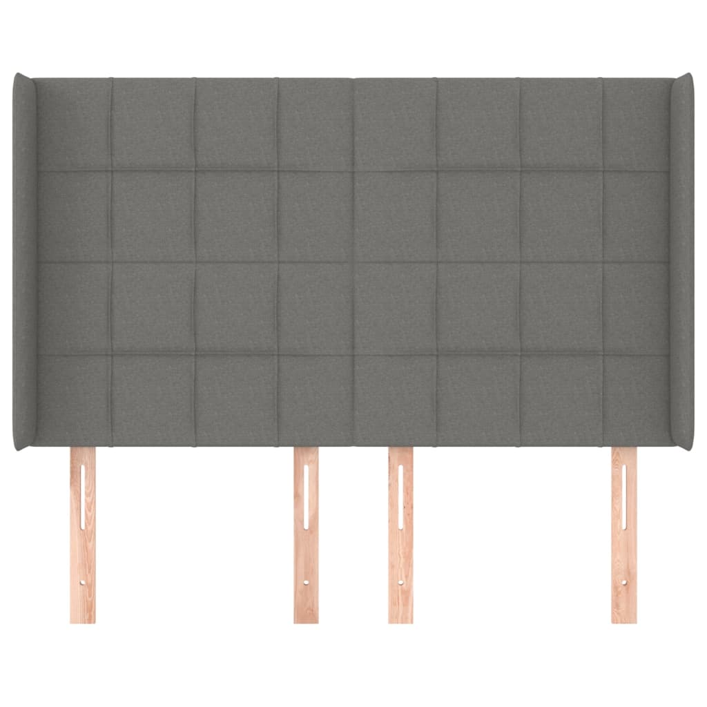 Tête de lit avec oreilles Gris foncé 147x16x118/128 cm Tissu - XIOS