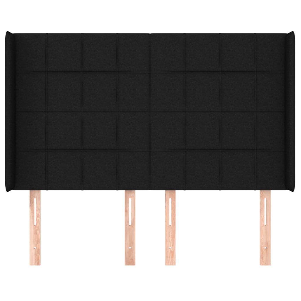 Tête de lit avec oreilles Noir 147x16x118/128 cm Tissu - XIOS
