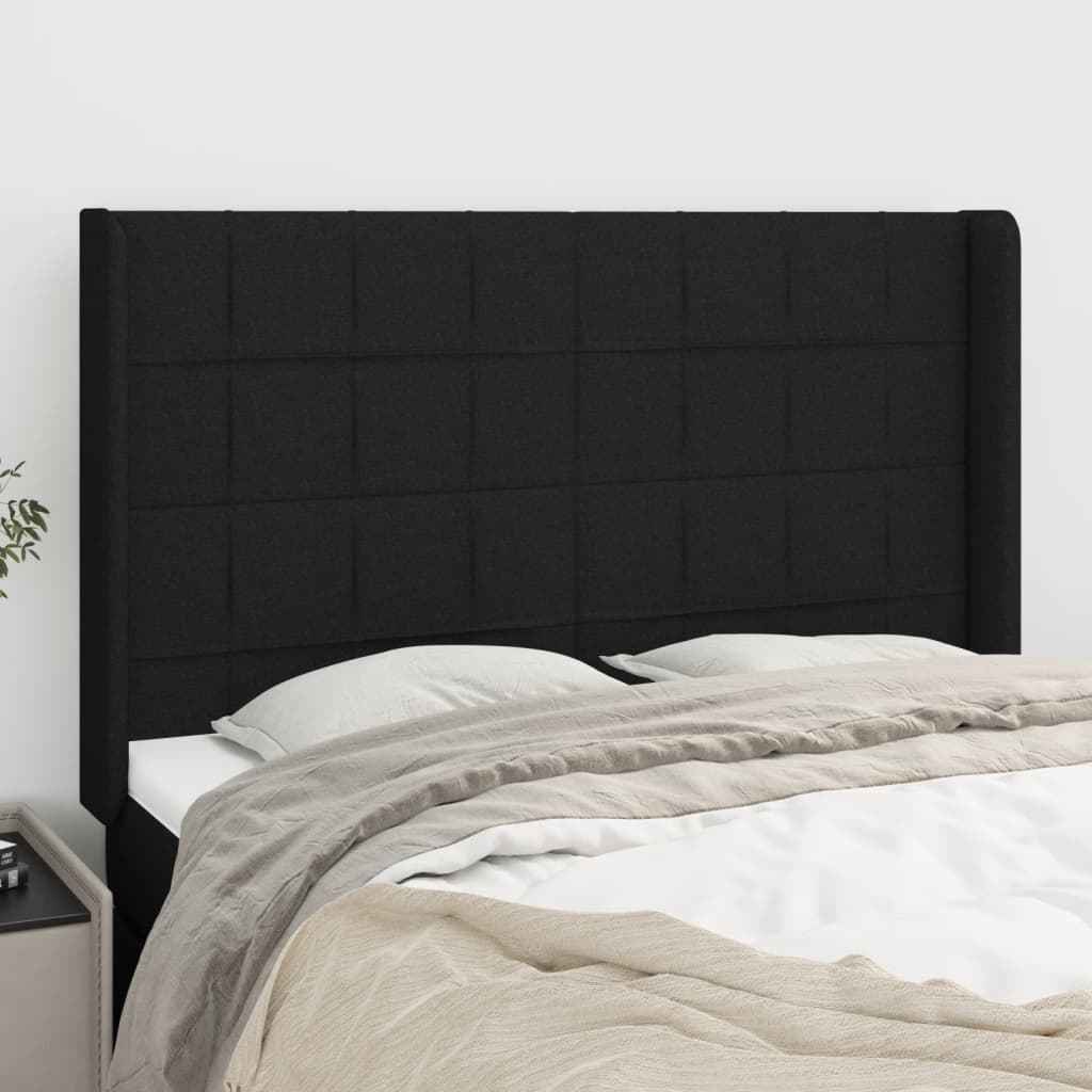 Tête de lit avec oreilles Noir 147x16x118/128 cm Tissu - XIOS