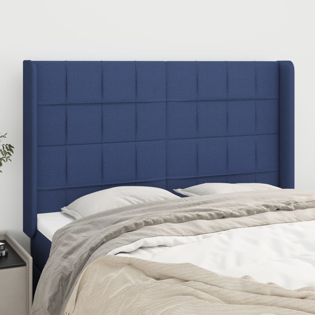 Tête de lit avec oreilles Bleu 147x16x118/128 cm Tissu - XIOS