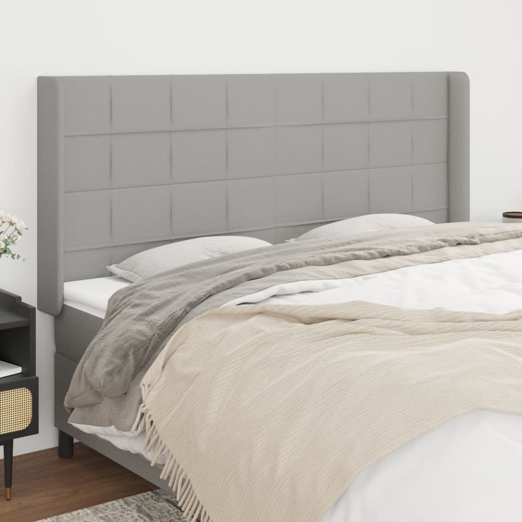 Tête de lit avec oreilles Gris clair 163x16x118/128 cm Tissu - XIOS