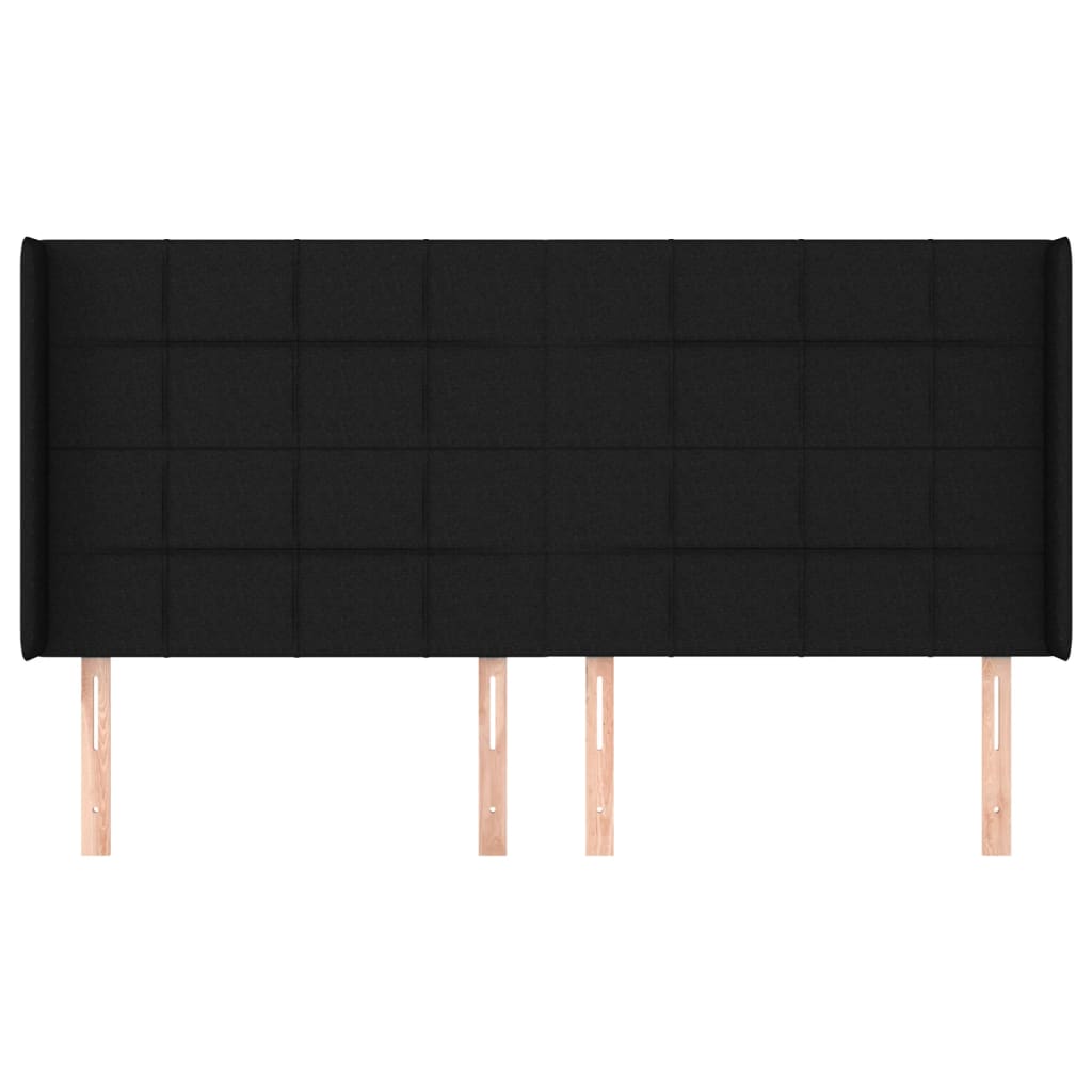 Tête de lit avec oreilles Noir 163x16x118/128 cm Tissu - XIOS