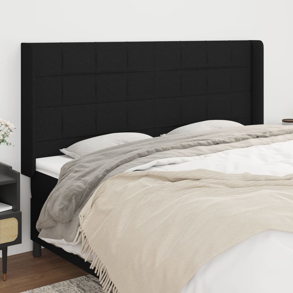Tête de lit avec oreilles Noir 163x16x118/128 cm Tissu - XIOS