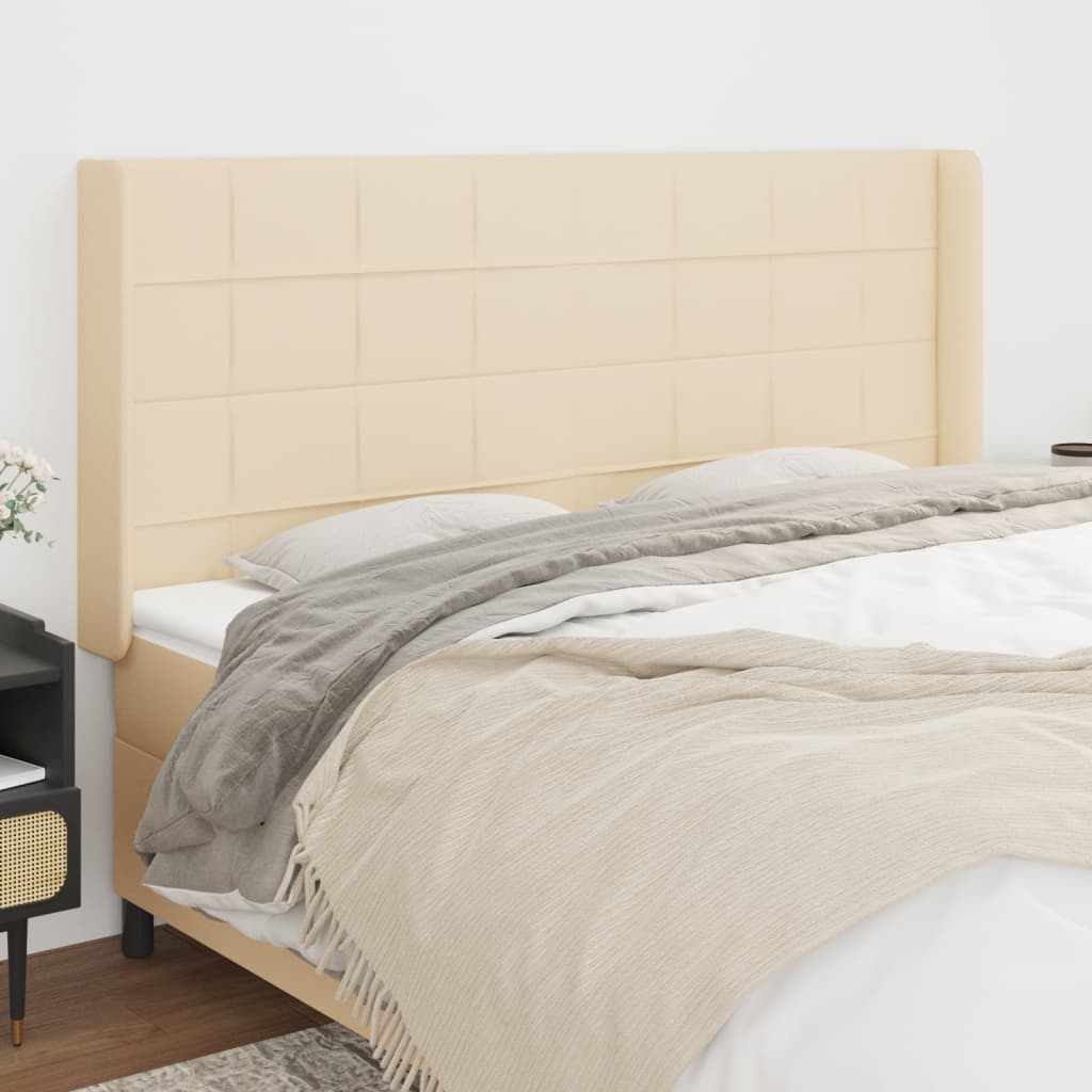 Tête de lit avec oreilles Crème 163x16x118/128 cm Tissu - XIOS