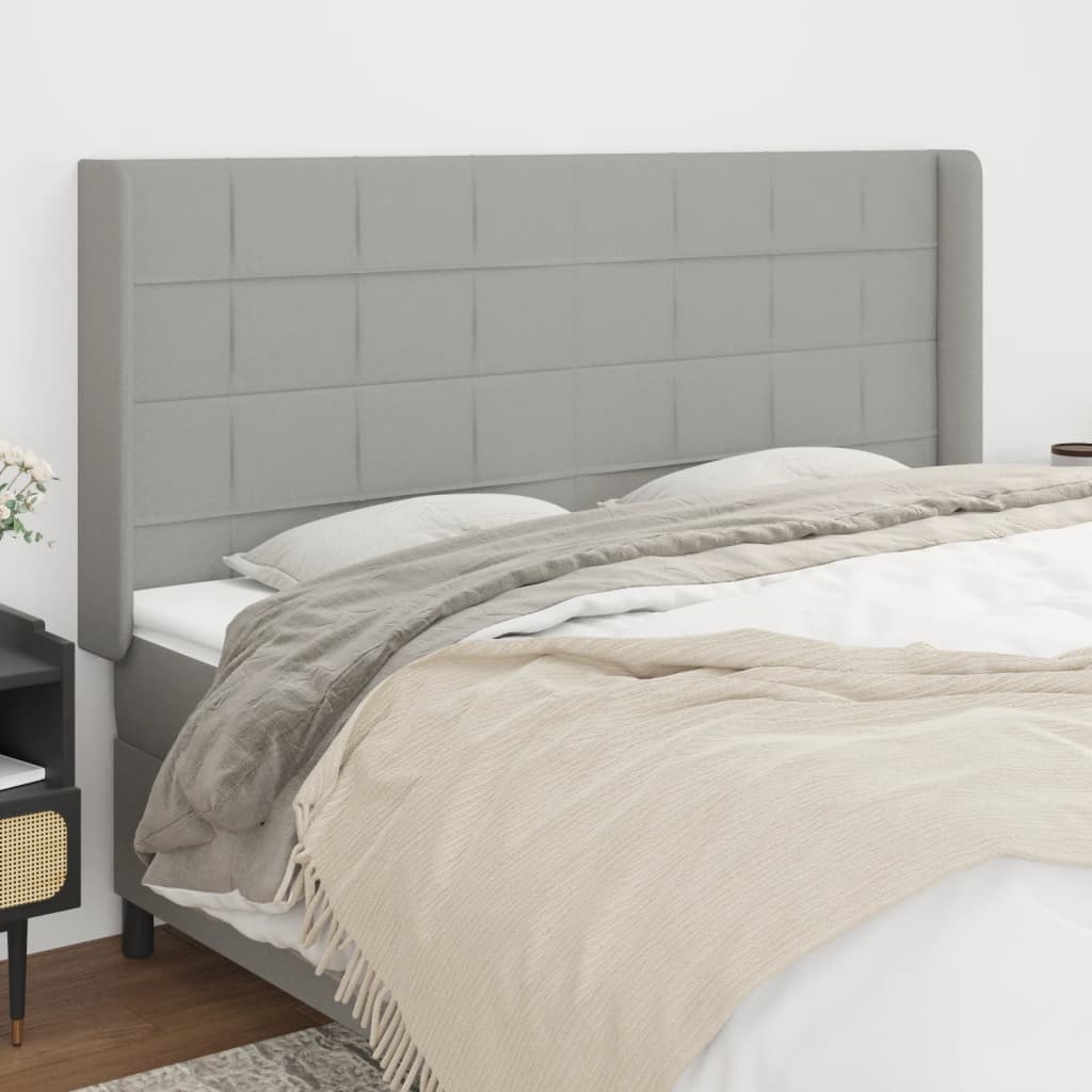 Tête de lit avec oreilles Gris clair 183x16x118/128 cm Tissu - XIOS