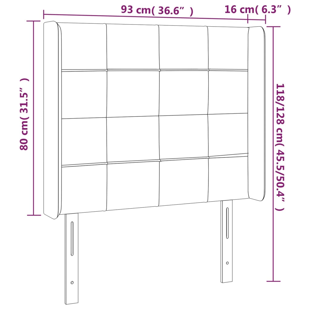 Tête de lit avec oreilles Gris foncé 93x16x118/128 cm Velours - XIOS