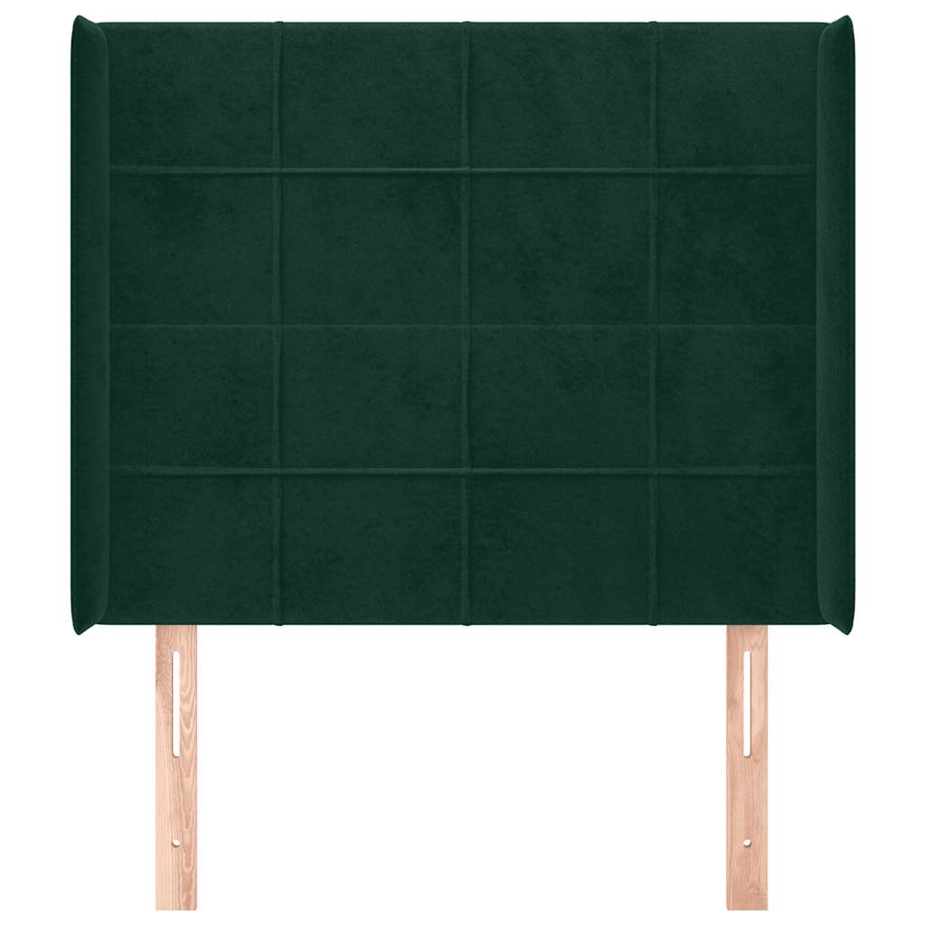 Tête de lit avec oreilles Vert foncé 93x16x118/128 cm Velours - XIOS