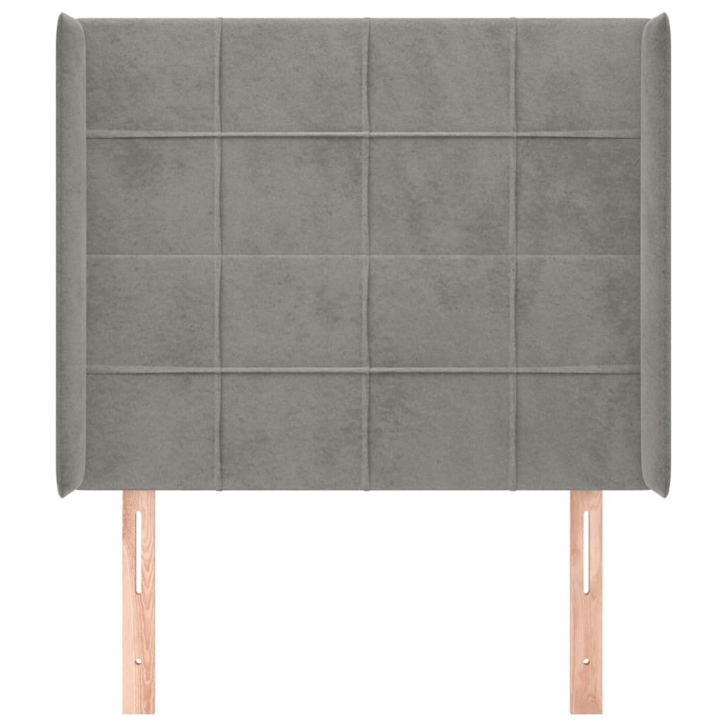 Tête de lit avec oreilles Gris clair 103x16x118/128 cm Velours - XIOS