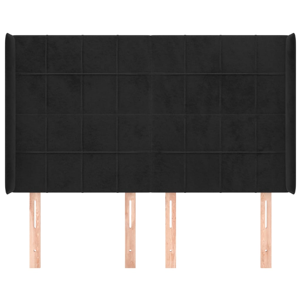 Tête de lit avec oreilles Noir 147x16x118/128 cm Velours - XIOS