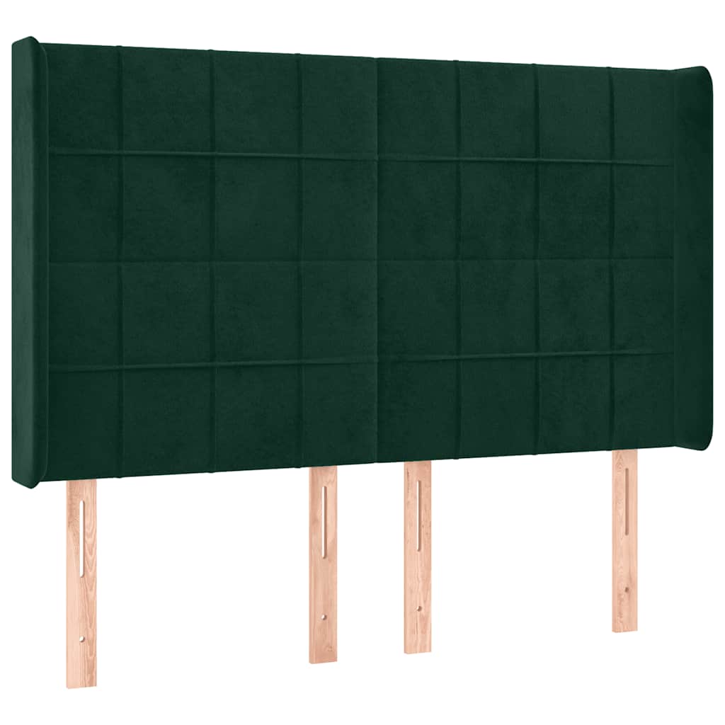 Tête de lit avec oreilles Vert foncé 147x16x118/128 cm Velours - XIOS
