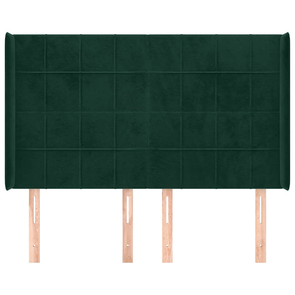 Tête de lit avec oreilles Vert foncé 147x16x118/128 cm Velours - XIOS