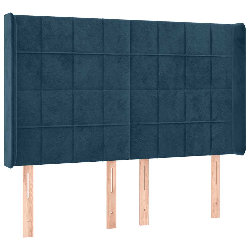 Tête de lit avec oreilles Bleu foncé 147x16x118/128 cm Velours - XIOS