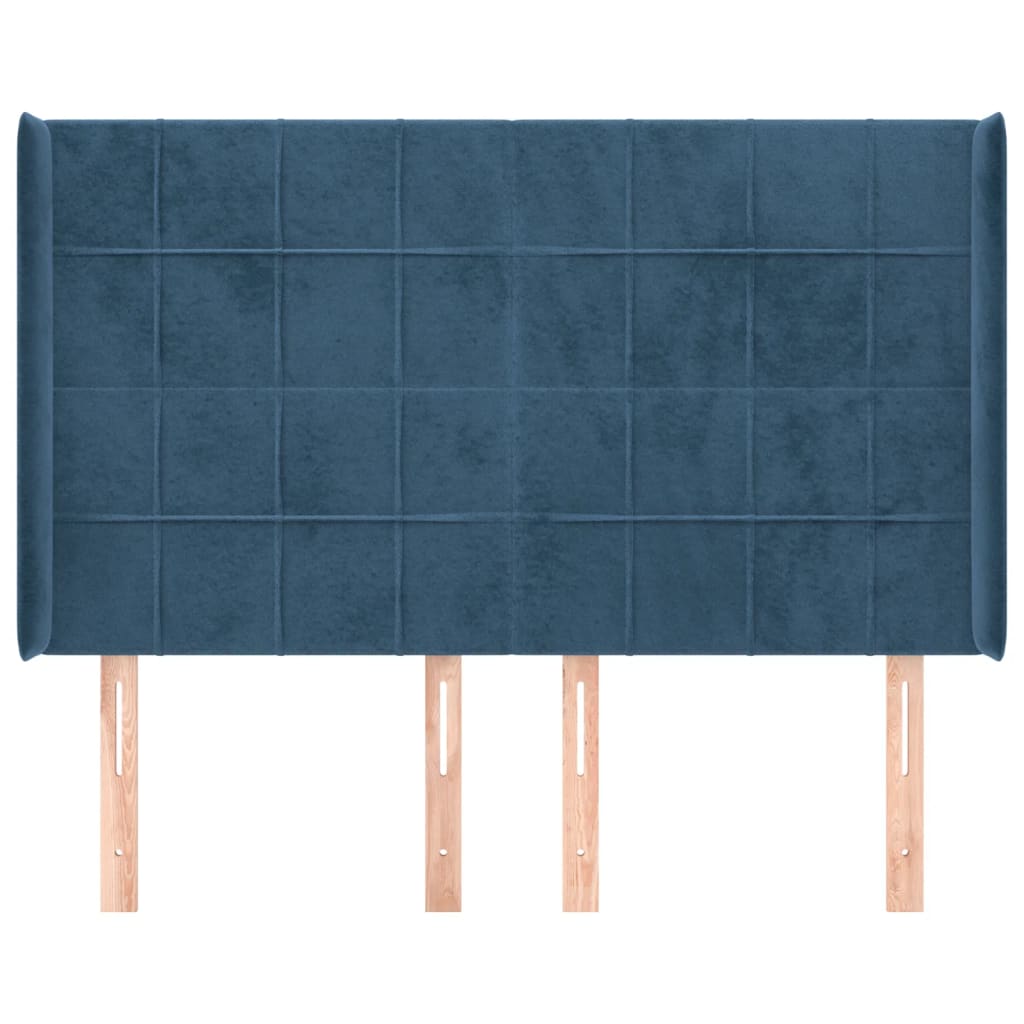 Tête de lit avec oreilles Bleu foncé 147x16x118/128 cm Velours - XIOS