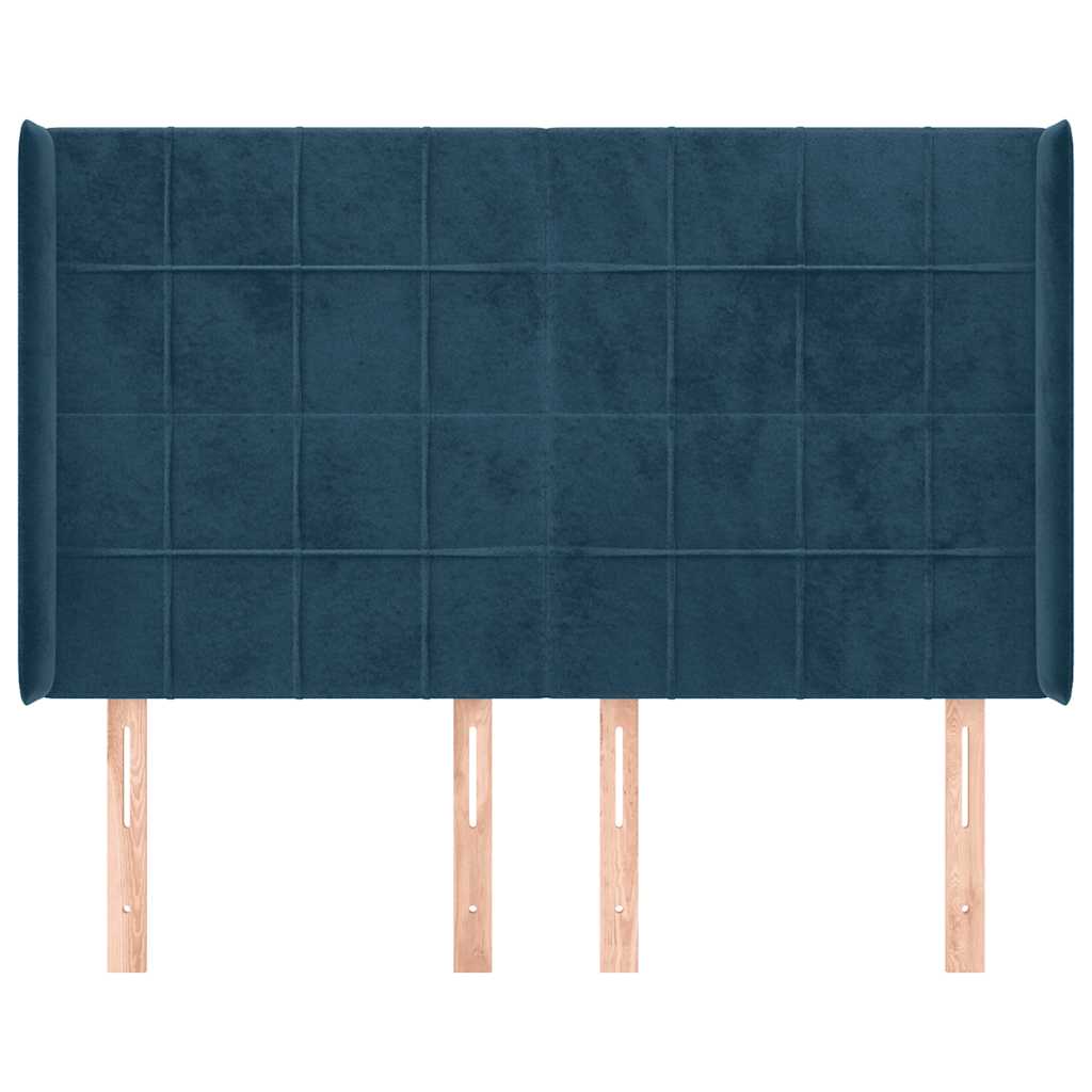 Tête de lit avec oreilles Bleu foncé 147x16x118/128 cm Velours - XIOS