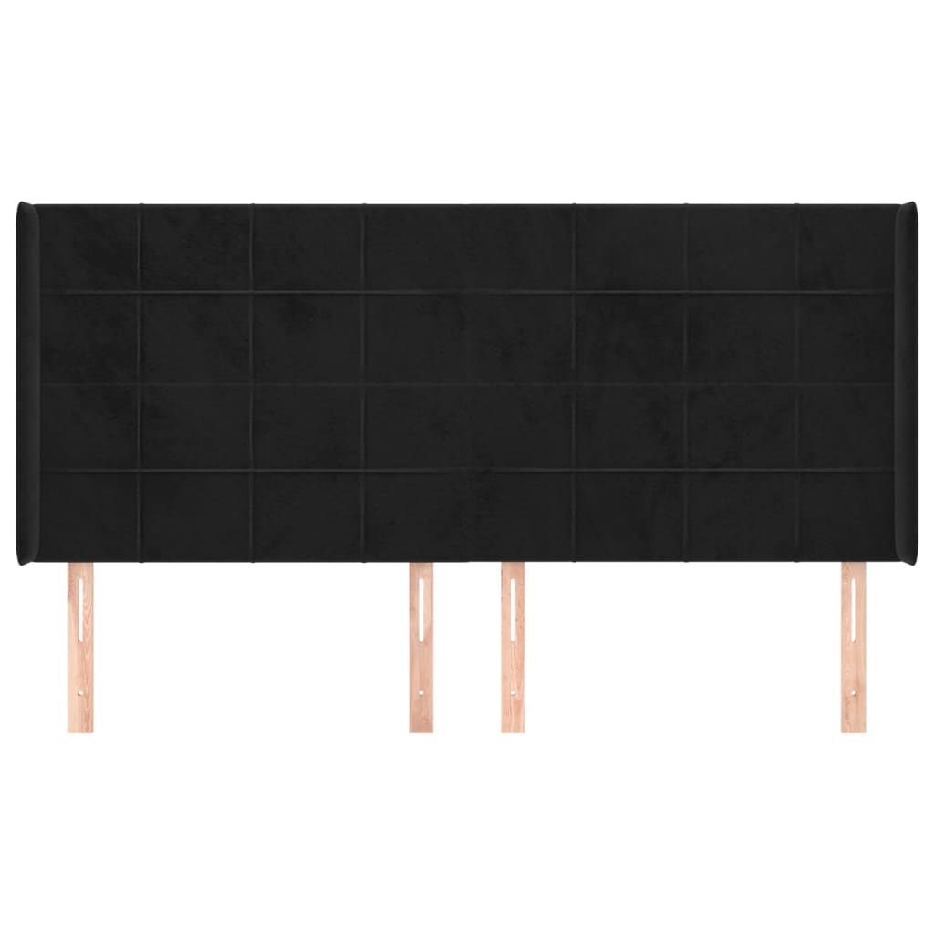 Tête de lit avec oreilles Noir 163x16x118/128 cm Velours - XIOS