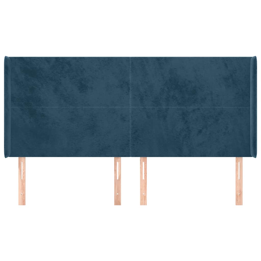 Tête de lit avec oreilles Bleu foncé 163x16x118/128 cm Velours - XIOS