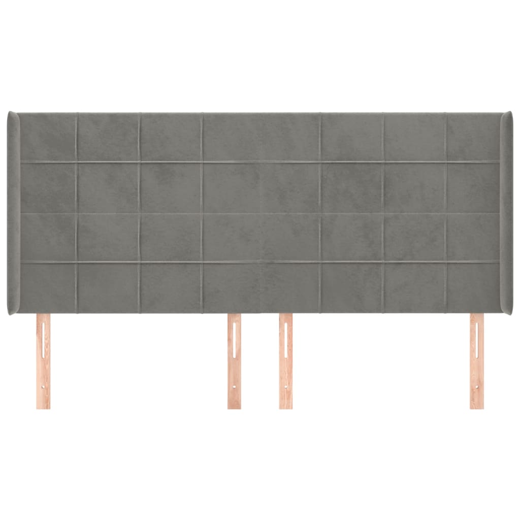 Tête de lit avec oreilles Gris clair 183x16x118/128 cm Velours - XIOS