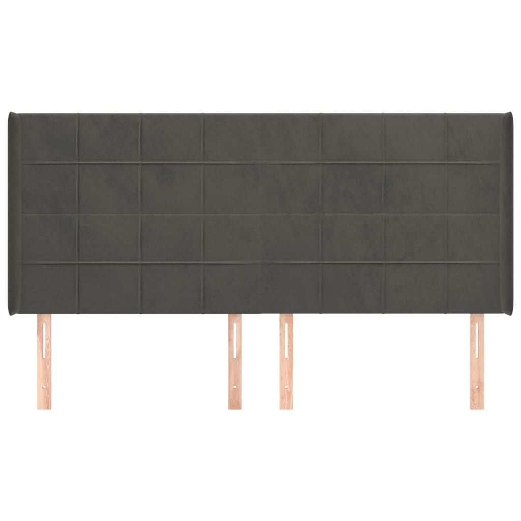 Tête de lit avec oreilles Gris foncé 183x16x118/128 cm Velours - XIOS
