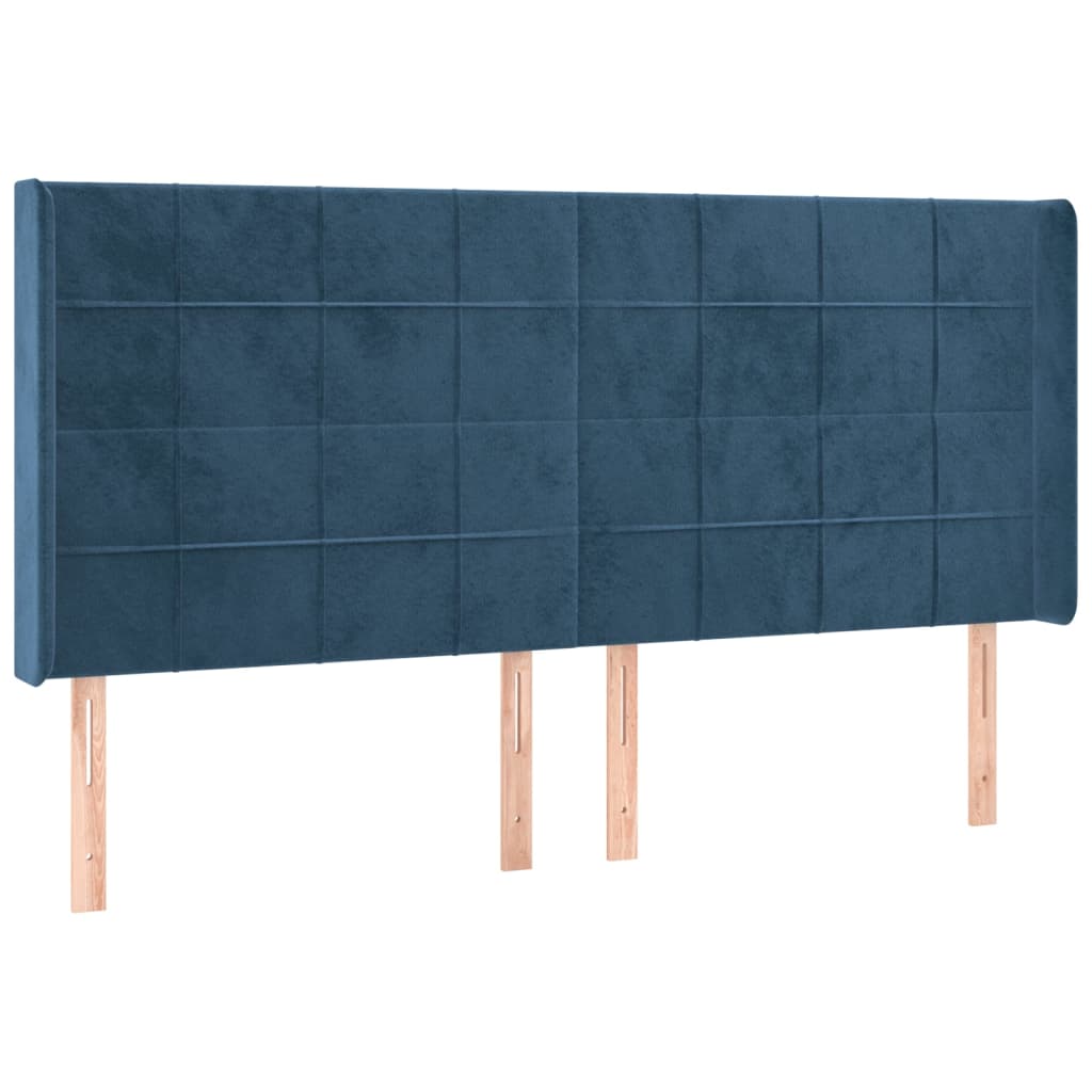 Tête de lit avec oreilles Bleu foncé 183x16x118/128 cm Velours - XIOS