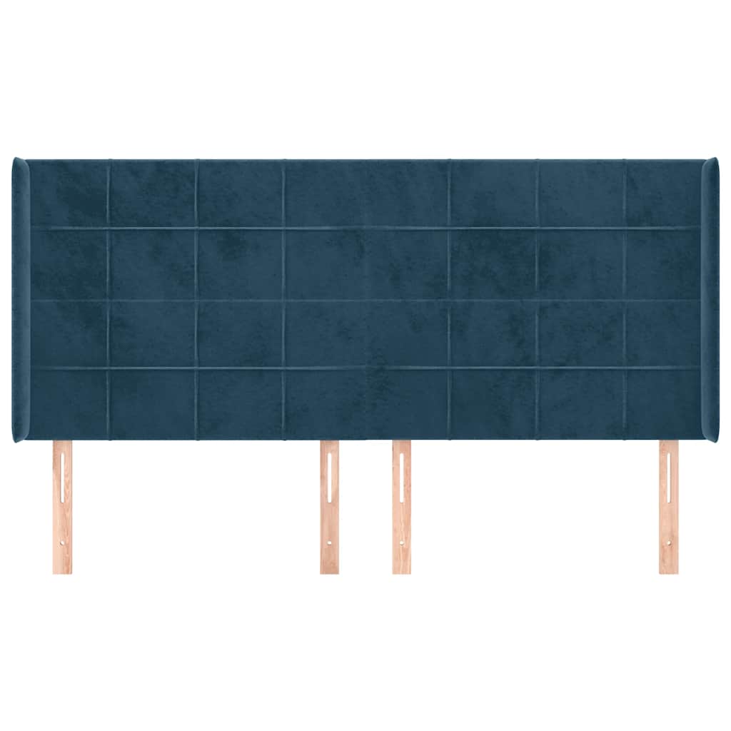 Tête de lit avec oreilles Bleu foncé 183x16x118/128 cm Velours - XIOS