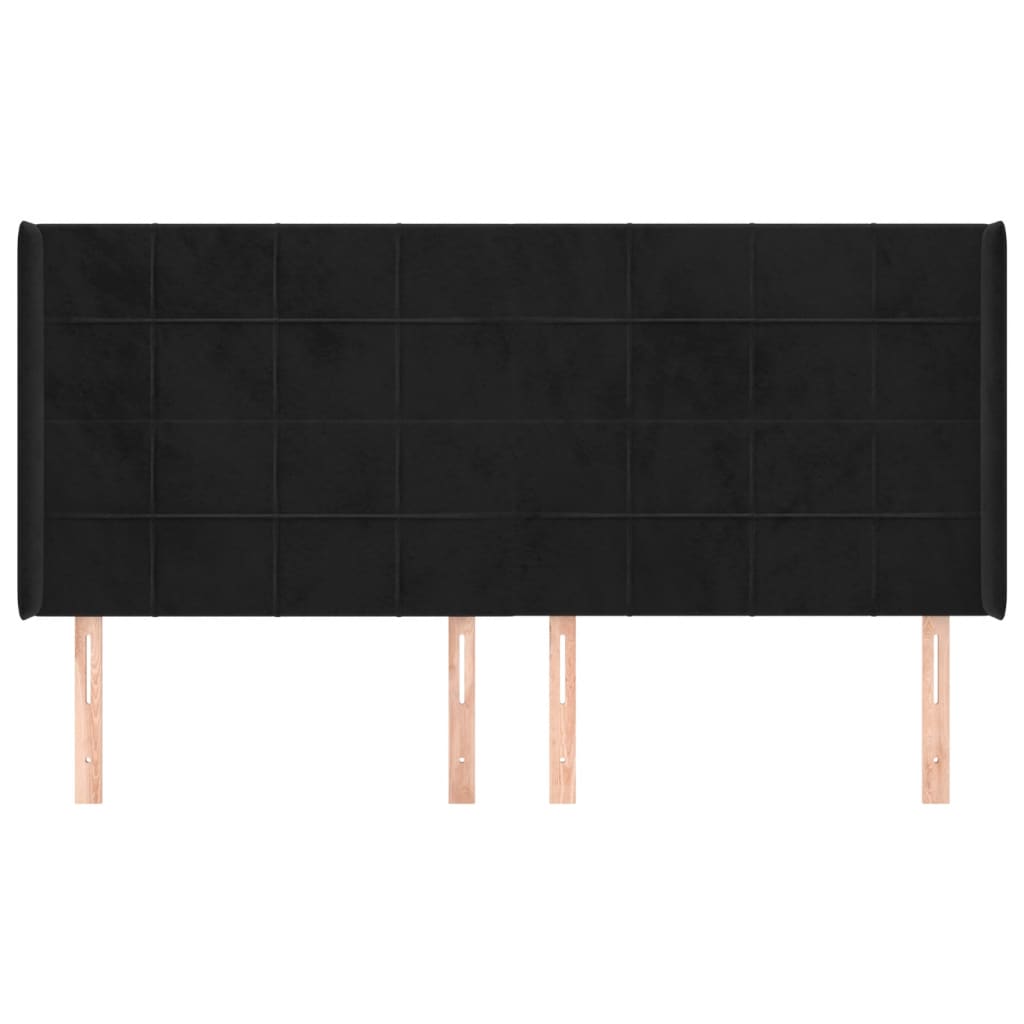 Tête de lit avec oreilles Noir 203x16x118/128 cm Velours - XIOS