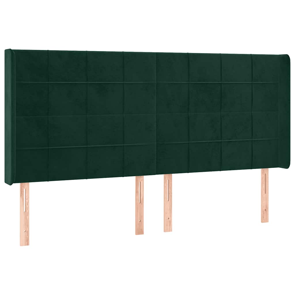 Tête de lit avec oreilles Vert foncé 203x16x118/128 cm Velours - XIOS