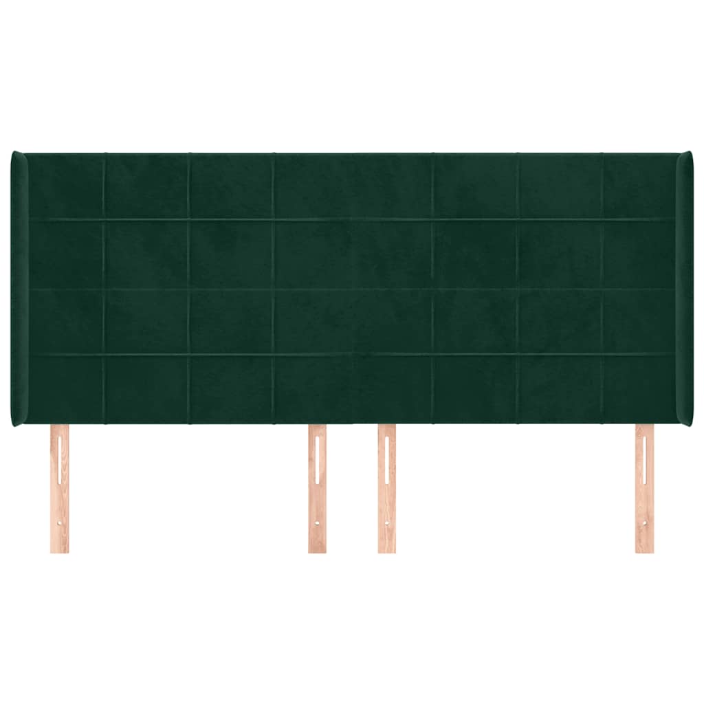 Tête de lit avec oreilles Vert foncé 203x16x118/128 cm Velours - XIOS