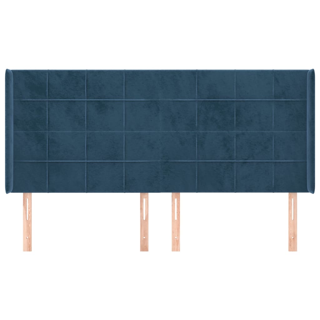 Tête de lit avec oreilles Bleu foncé 203x16x118/128 cm Velours - XIOS