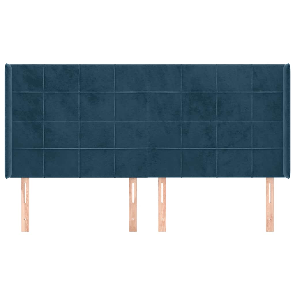 Tête de lit avec oreilles Bleu foncé 203x16x118/128 cm Velours - XIOS