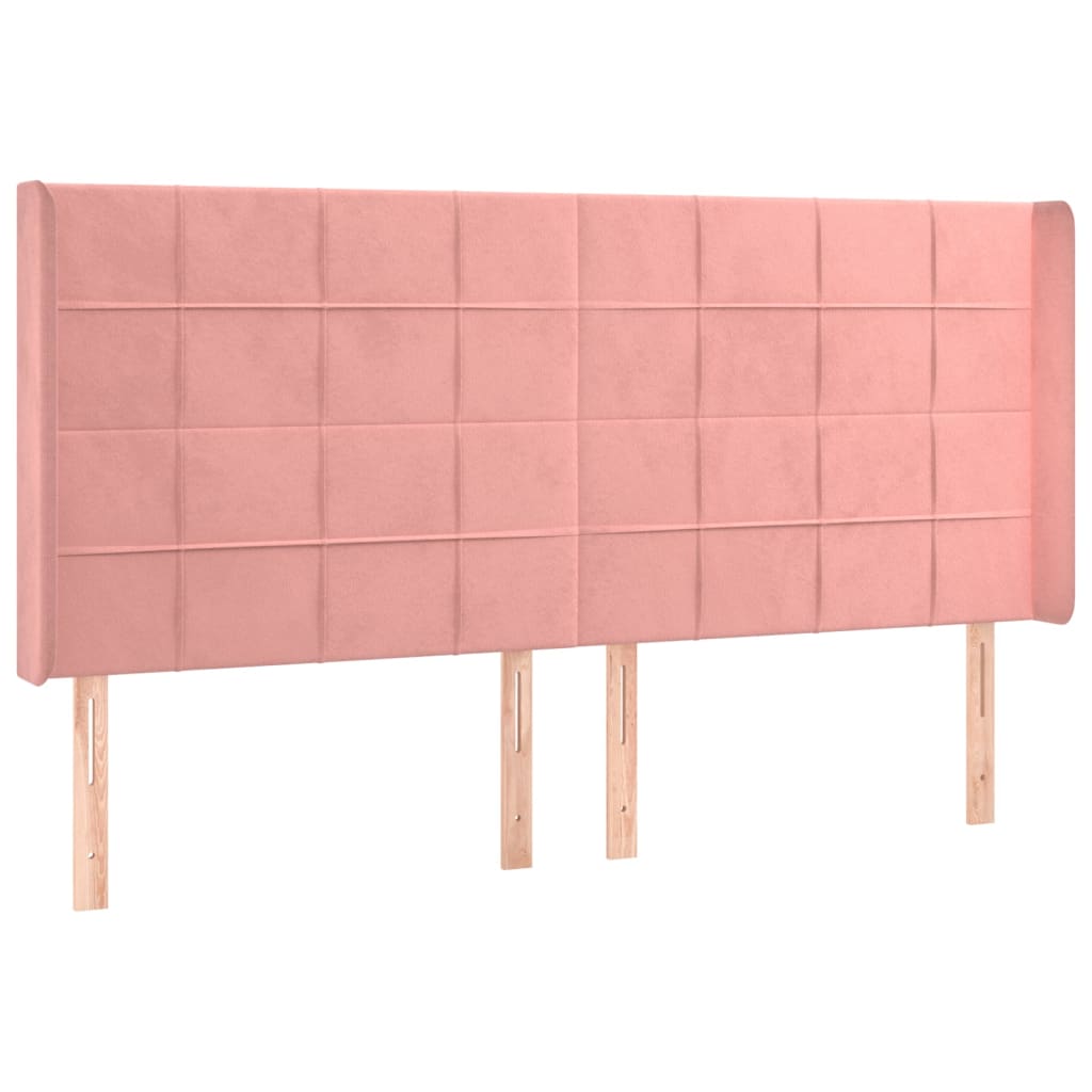 Tête de lit avec oreilles Rose 203x16x118/128 cm Velours - XIOS