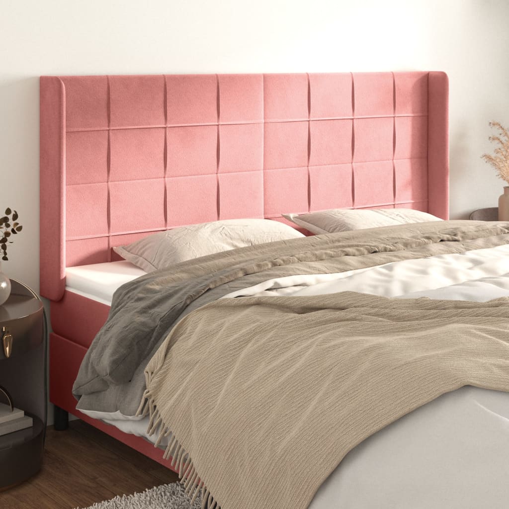 Tête de lit avec oreilles Rose 203x16x118/128 cm Velours - XIOS