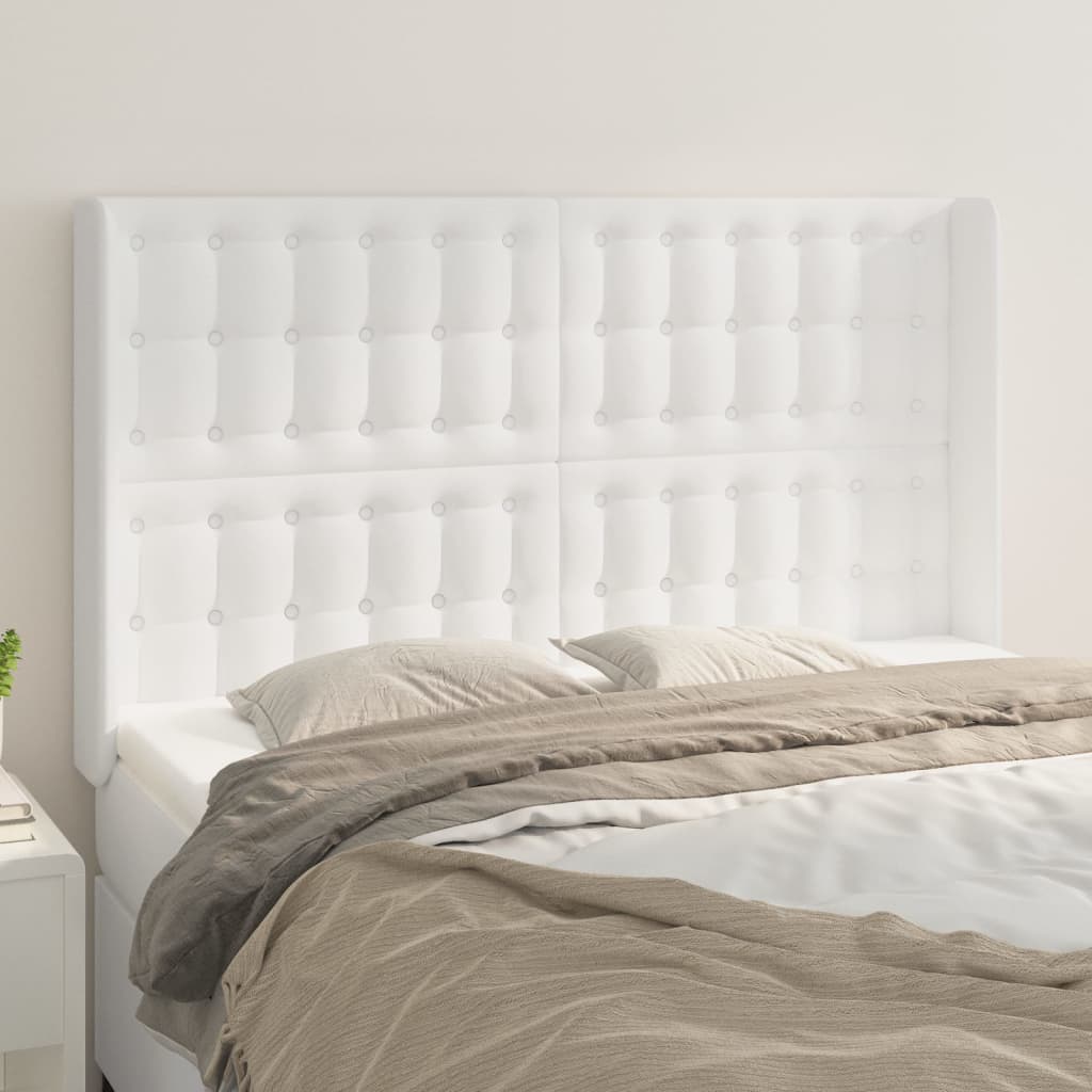Tête de lit avec oreilles Blanc 147x16x118/128 cm Similicuir - XIOS