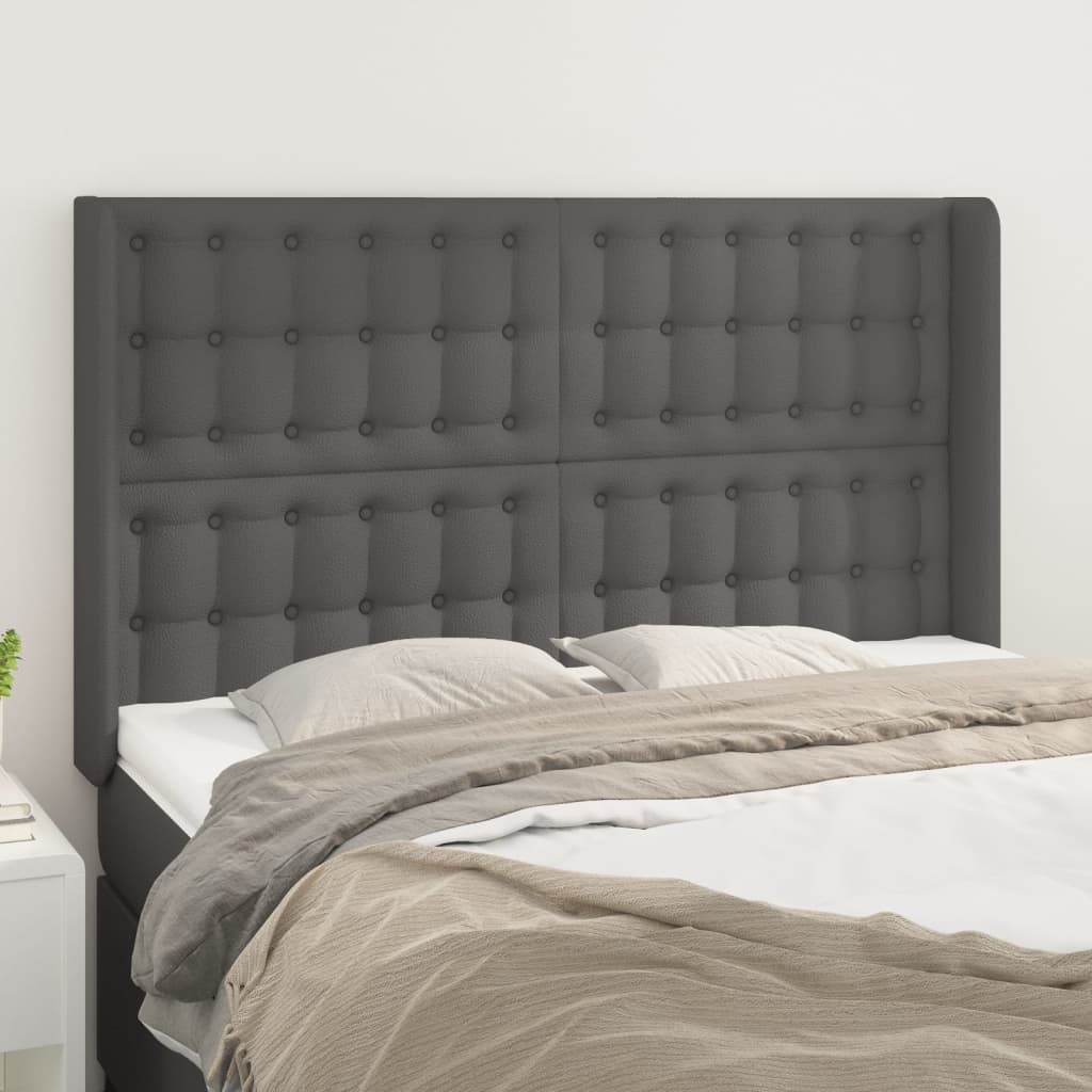 Tête de lit avec oreilles Gris 147x16x118/128 cm Similicuir - XIOS