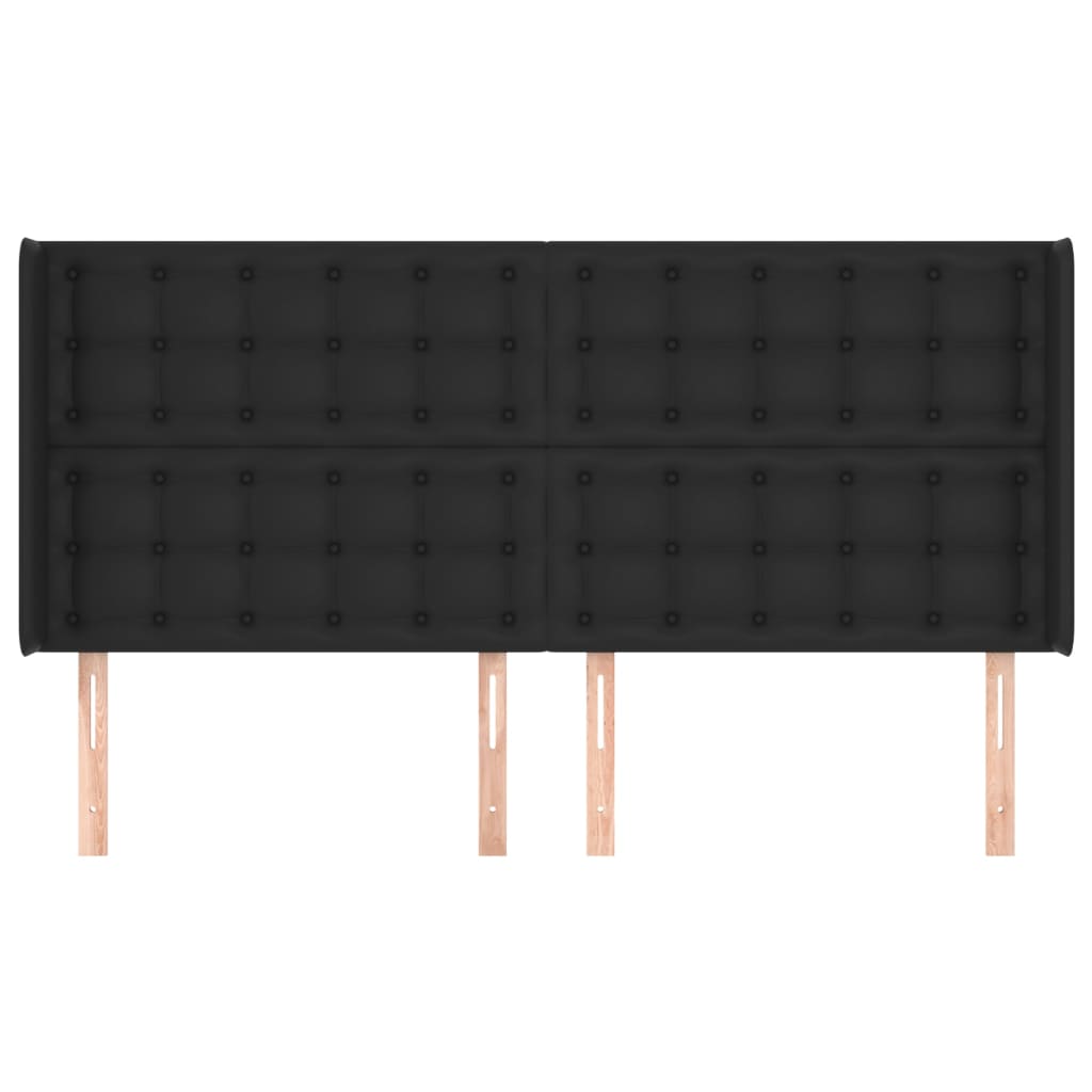 Tête de lit avec oreilles Noir 183x16x118/128 cm Similicuir - XIOS