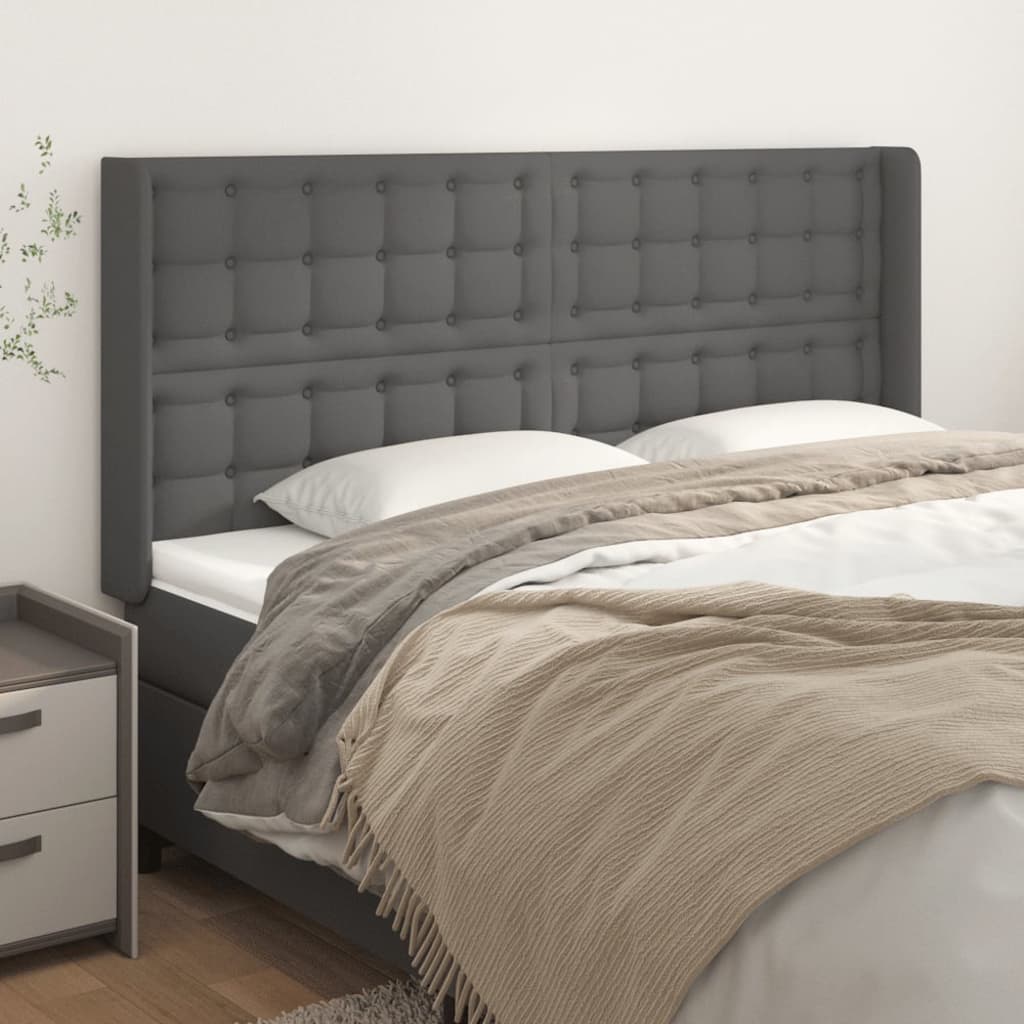 Tête de lit avec oreilles Gris 183x16x118/128 cm Similicuir - XIOS