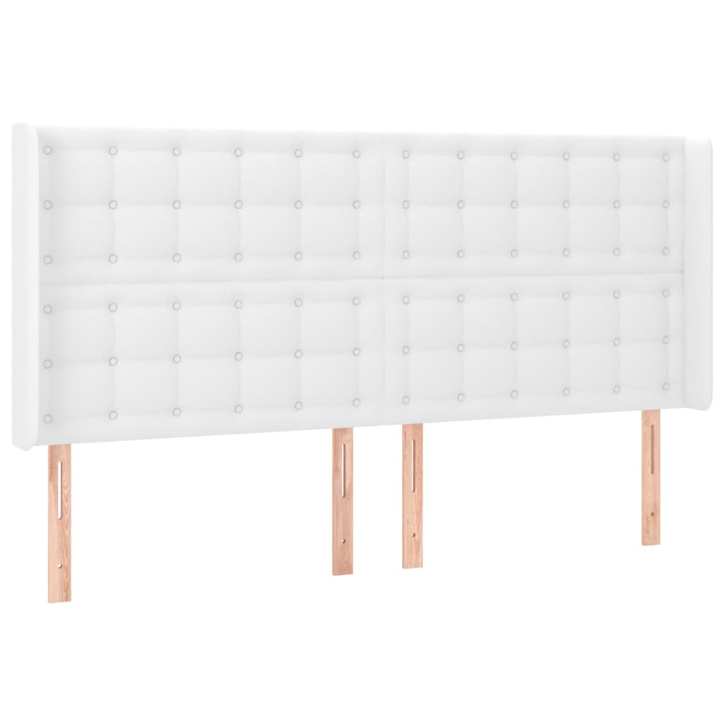 Tête de lit avec oreilles Blanc 203x16x118/128 cm Similicuir - XIOS