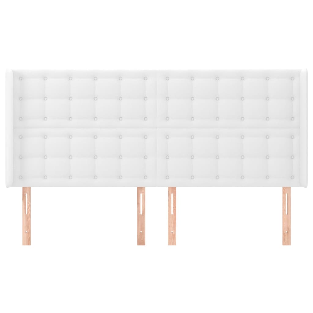 Tête de lit avec oreilles Blanc 203x16x118/128 cm Similicuir - XIOS