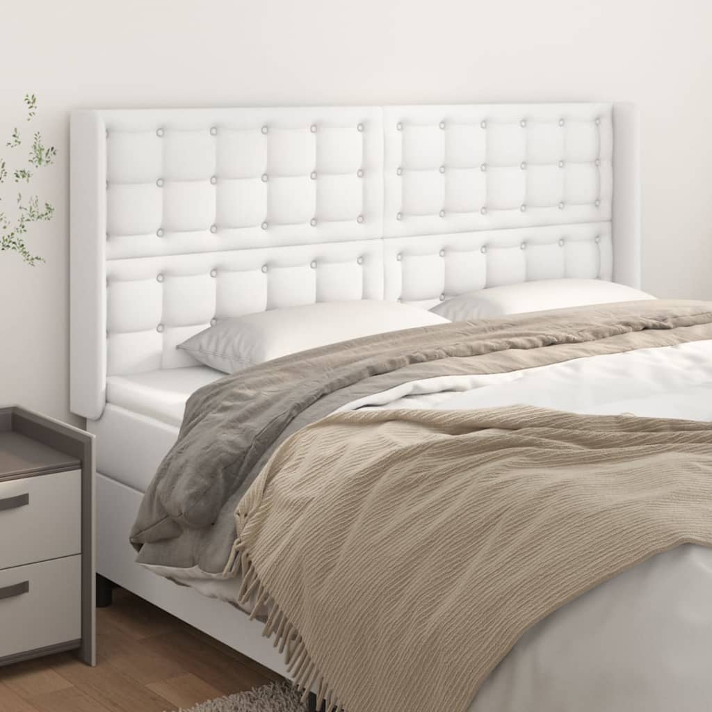 Tête de lit avec oreilles Blanc 203x16x118/128 cm Similicuir - XIOS