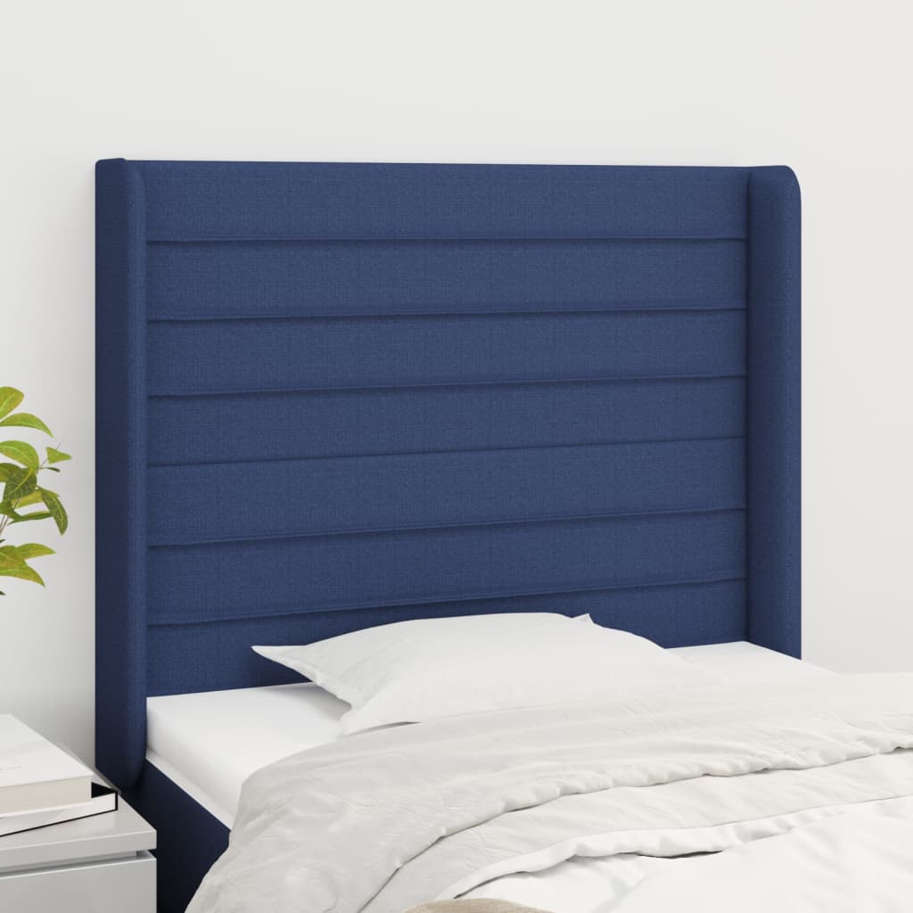 Tête de lit avec oreilles Bleu 93x16x118/128 cm Tissu - XIOS