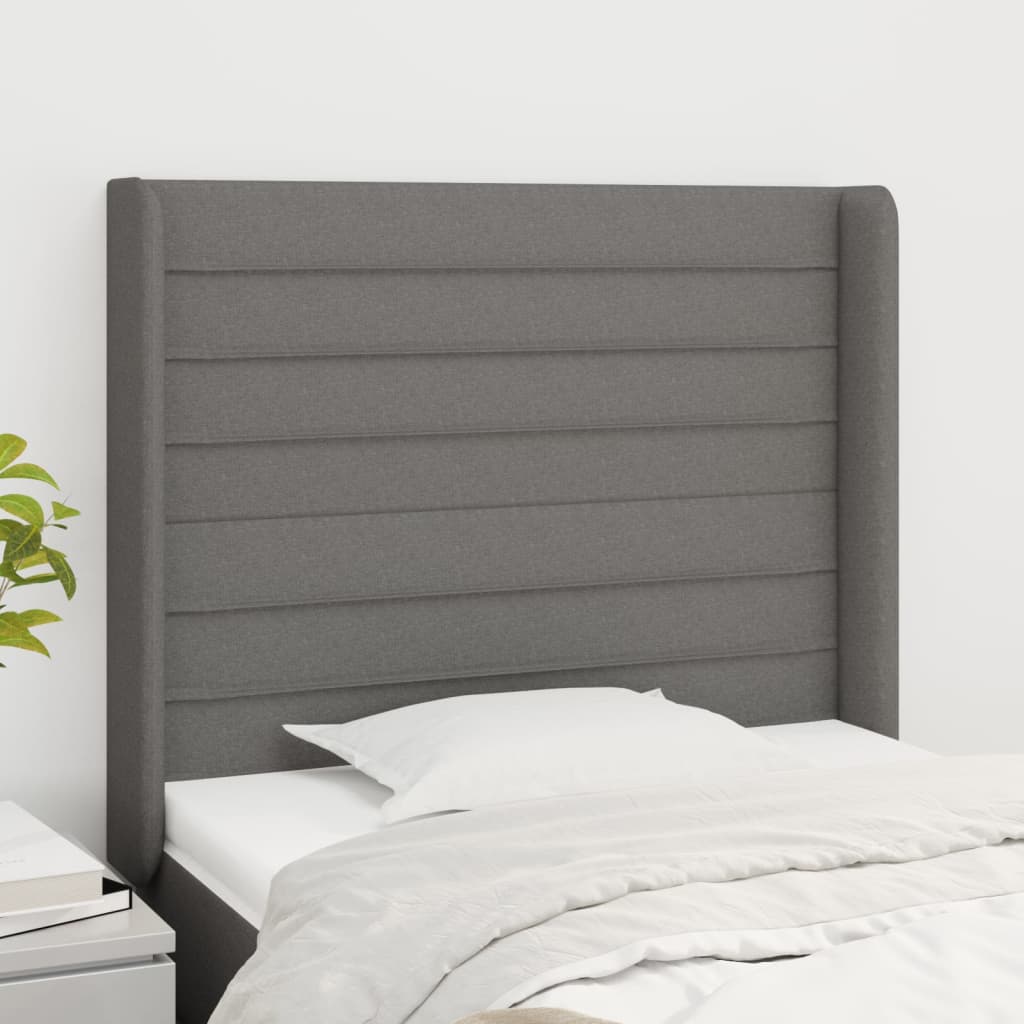 Tête de lit avec oreilles Gris foncé 103x16x118/128 cm Tissu - XIOS