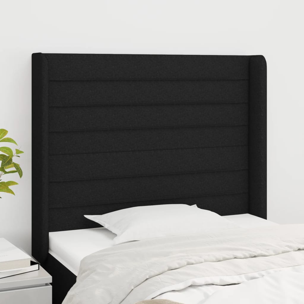 Tête de lit avec oreilles Noir 103x16x118/128 cm Tissu - XIOS
